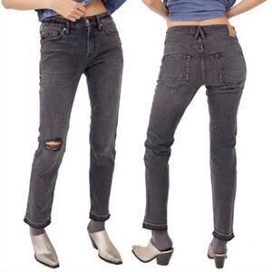 Free People We The Free Slim Boyfriend Faded Black Ripped Jeans size 31